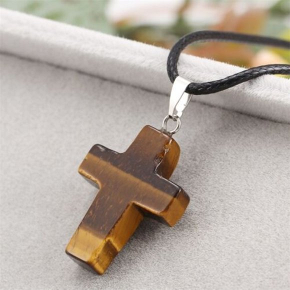 Jewelry New Tigers Eye Stone Cross Necklace Poshmark